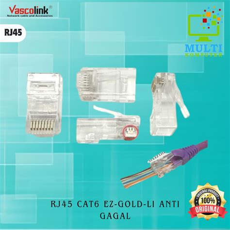 Jual Vascolink Connector Rj45 Cat6 GOLD EZ Li 50pcs RJ45 Cat 6 ANTI