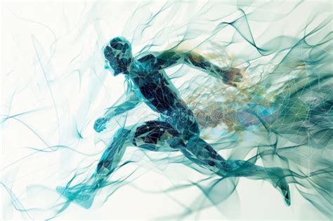 Abstract Digital Artwork Of A Human Figure In Motion Representing