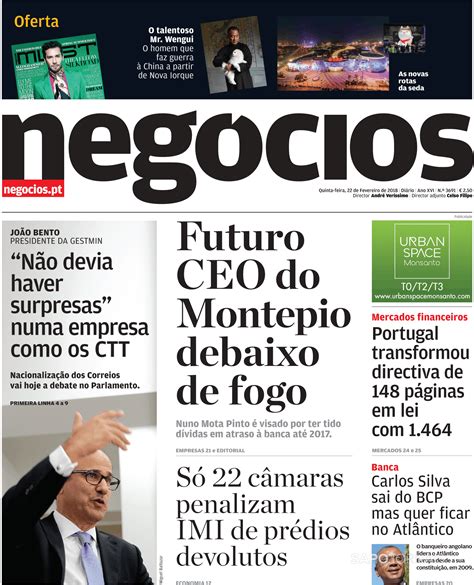 Jornal de Negócios 22 fev 2018 Jornais e Revistas SAPO pt