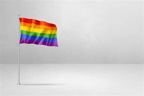 Premium Photo Rainbow Gay Pride Flag Isolated On White Concrete Wall