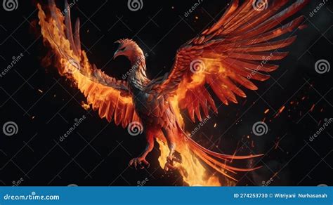 Phoenix Bird Risen From The Ashes Fire Bird Burning Bird Stock