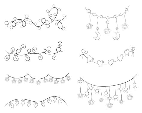 Premium Vector A Set Of Festive Garlands With A Thin Line Vector