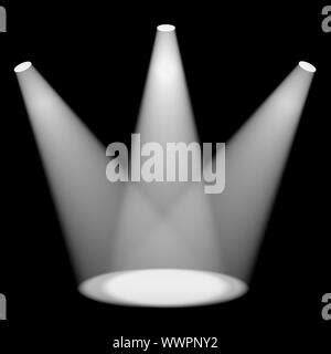 White Spotlights Shining On Stage For Highlighting A Product Stock