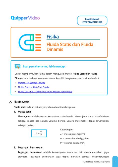 Fluida Statis Dan Fluida Dinamis Fisika Fluida Statis Dan Fluida