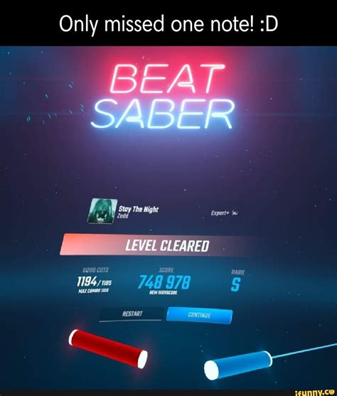 Only Missed One Note D Saber Stay The Night Level Cleared Curs Score