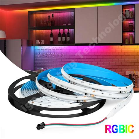 Tira De Luces Led Cob Rgbic De V Cinta Adhesiva Flexible De Alta