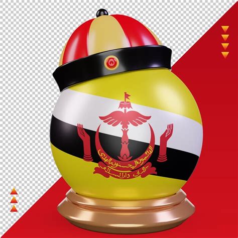 Premium PSD 3d Chinese Newyear Brunei Darussalam Flag Rendering Front