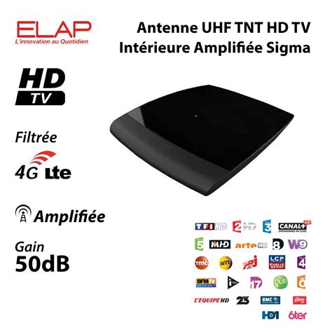 Antenne Uhf Tnt Hd Tv Int Rieure Amplifi E Elap Sigma Tr S Haut Gain