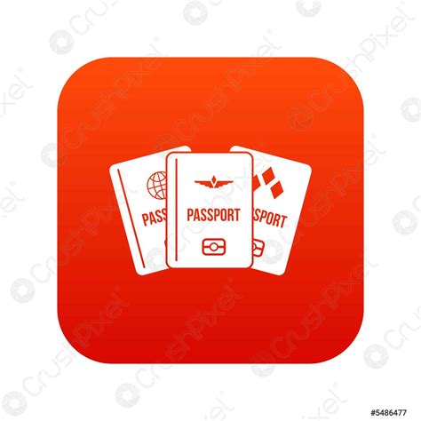 Passports icon digital red - stock vector 5486477 | Crushpixel