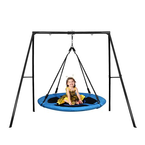 Trekassy 440lbs Metal Swing Sets with 40" Saucer Tree Swing and Heavy Duty Metal Swing Stand ...