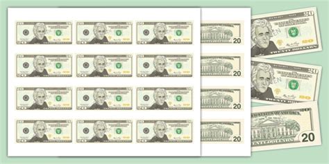 Printable 20-dollar Bill | Actual Size | Math | Twinkl USA