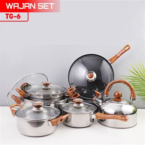 Jual Panci Set Stainless Steel Pcs Dengan Teko Panci Set Anti