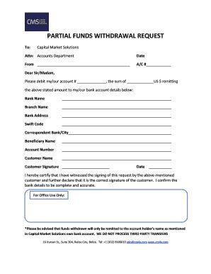 Fillable Online Partial Funds Withdrawal Request Fax Email Print