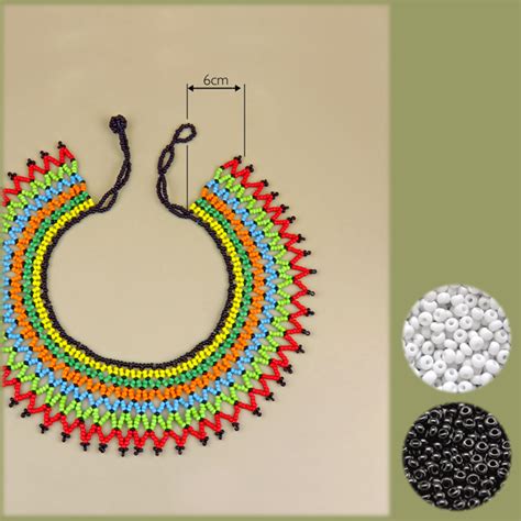 Traditional Zulu Beaded Lace Necklace Black White Earth Africa