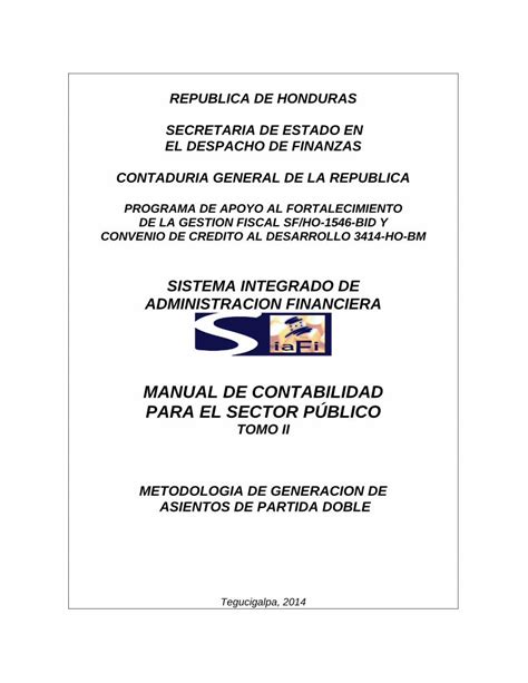 Pdf Manual De Contabilidad Para El Sector El Tomo Ii Del Manual