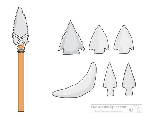 History Clipart - stoneage-weapons-stone-tipped-spear - Classroom Clipart