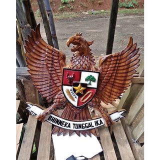 Jual Lambang Garuda Pancasila Ukir Kayu Jati Cokelat Shopee Indonesia