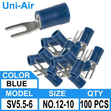 100 Pcs Uni Air SDE Branded Fork Terminal Lugs Y Insulated Mode SV5 5