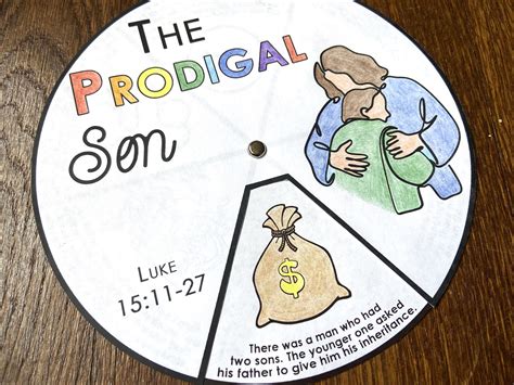 Prodigal Son Parable Coloring Wheel, Printable Bible Activity