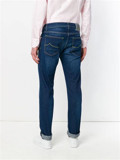 Jacob Cohen Straight Stonewashed Jeans In Blue For Men Lyst