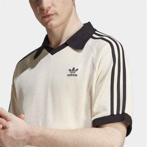 Adidas Adicolor Classics Waffle Polo Shirt Beige Adidas Qa