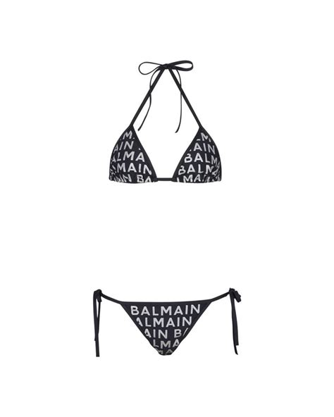 Balmain Lam Logo Triangle Bikini In Black Lyst