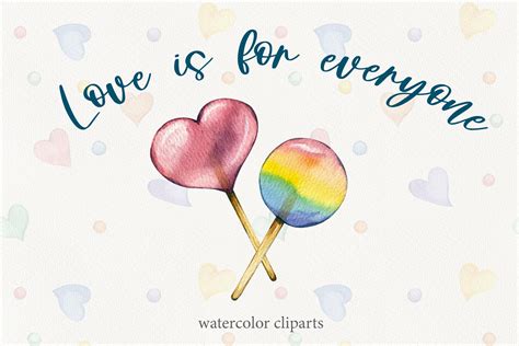 "Love is for Everyone" Watercolor Set Graphic by HannaYelsukova · Creative Fabrica