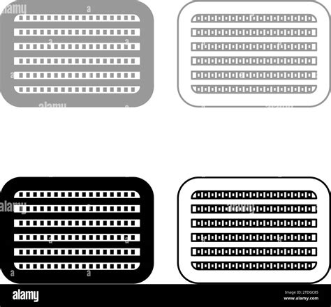 Car Radiator Vehicle Service Car Parts Detail Concept Set Icon Grey