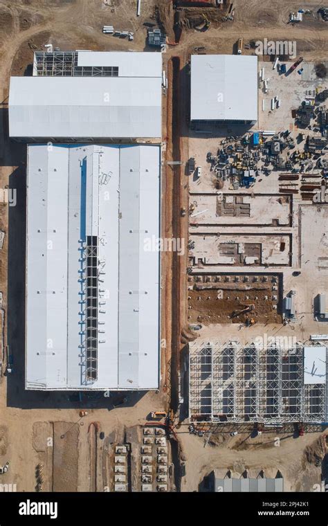 Warehouses Under Construction Aerial View Stock Photo Alamy