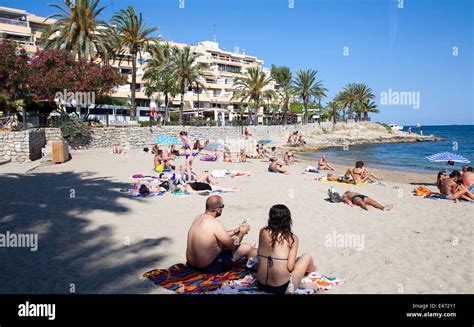 People On Figueretas Beach In Ibiza Spain Stock Photo Alamy