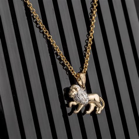 Lion Men S K Gold Jungle King Lion Head Pendant K Etsy