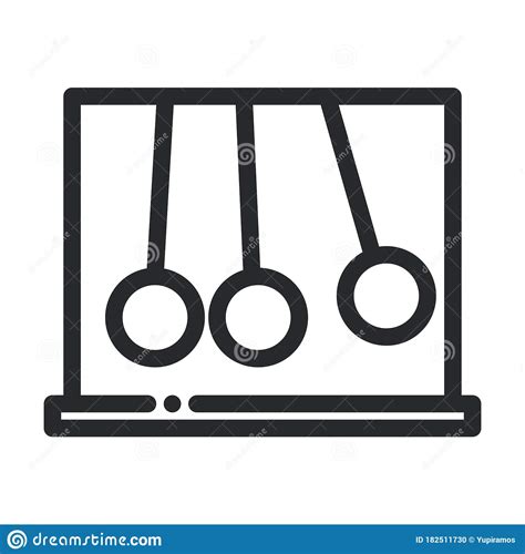 Newtons Cradle Silver Balls Science And Research Line Style Icon Stock