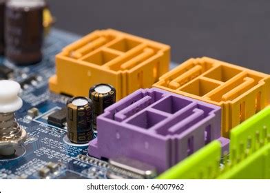 Computer Motherboard Serial Ata Connectors Stock Photo 64007962 ...