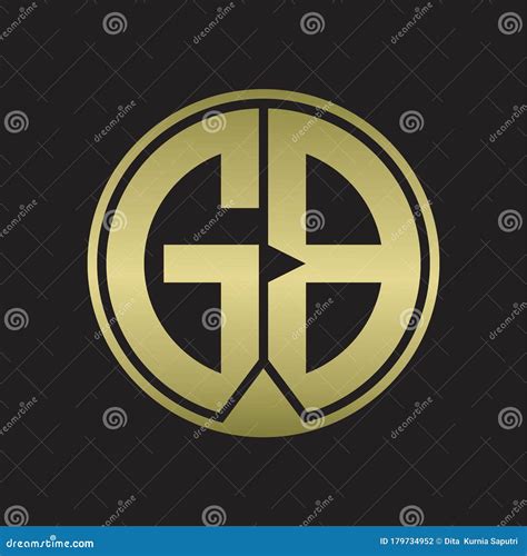 Gb Logo Monogram Circle With Piece Ribbon Style On Gold Colors Stock