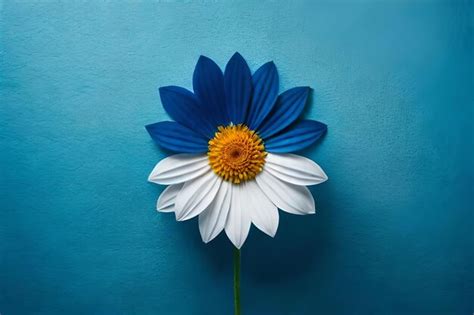 Premium Photo | A blue background with a white daisy on it