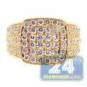 Mens Diamond Square Shape Signet Ring 14K Yellow Gold 4 44ct