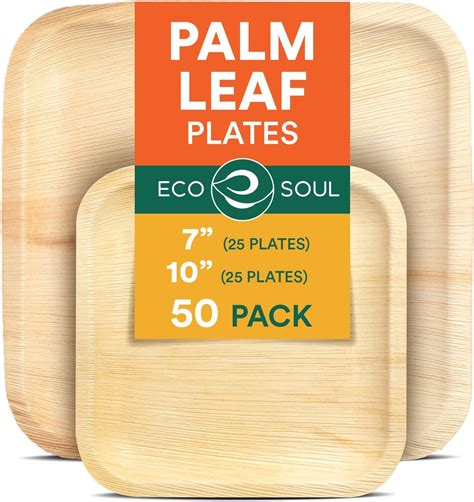 Amazon Eco Soul Compostable Inch Palm Leaf Square Plates