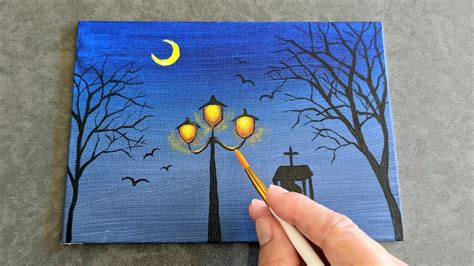 Street Lights At Night Painting