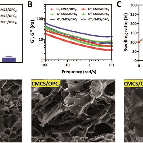 A Gelation Time Of CMCS OPC Hydrogels B Storage Modulus G And