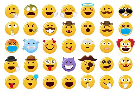 Emoticon Emojis Vector Set Emoji Characters With Hand And Hat Elements