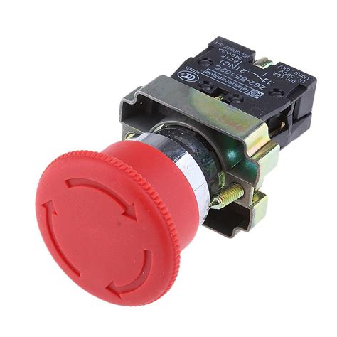 Nc Mushroom Latching Red Sign Emergency Stop Push Button Switch Xb Bs