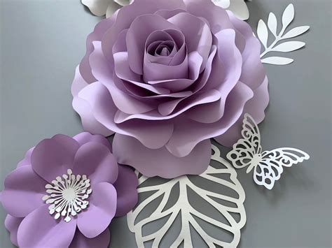 Lavender Lilac Paper Flower Set Nursery Paper Flower Wall Etsy