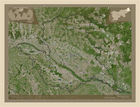 Pomurska Slovenia High Res Satellite Labelled Points Of Citie Stock