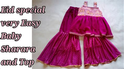 Very Easy And Beautiful Baby Top With Sharara Pant Cutting And