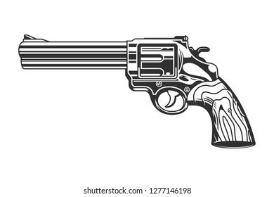 Hand Drawn Revolver Gun Firearm Pistol Stock Vector Royalty Free