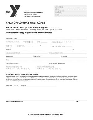 Fillable Online Clay County Swim Team Registration Form Fax Email