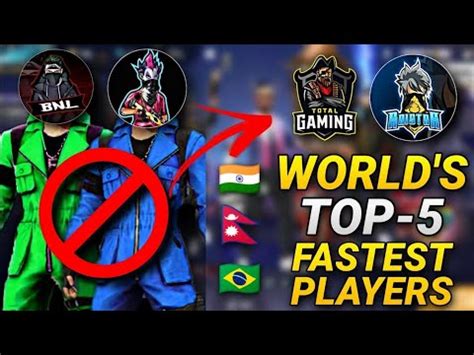 World Fastest Player In Free Fire Fastest Players Top 5 Best Player