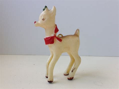 Vintage Plastic Rudolph the Red Nosed Reindeer Ornament