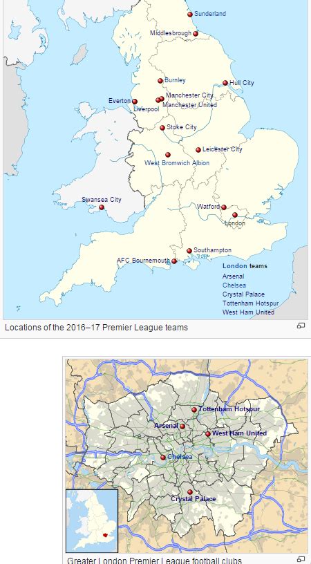 English Premier League Map Of Teams