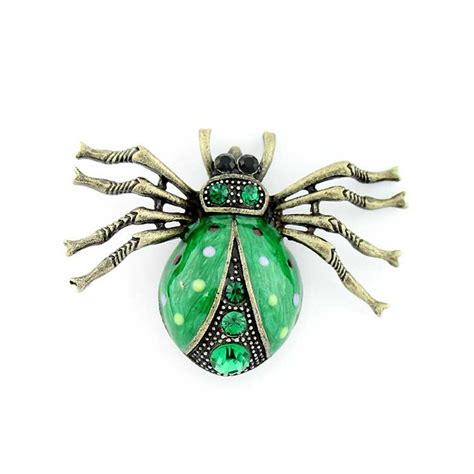 Beetle Brooch Green Crystal Rhinestone Bug Insect Broach Pin Etsy